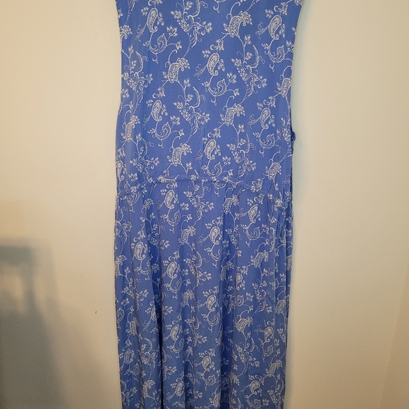 NWT Talbots Maxi Dress,  Blue Paisley Floral Flowy Drawstring Waist Size 24W - Picture 7 of 8